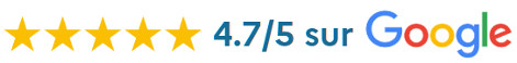 Note de 4,7 sur 5 sur Google